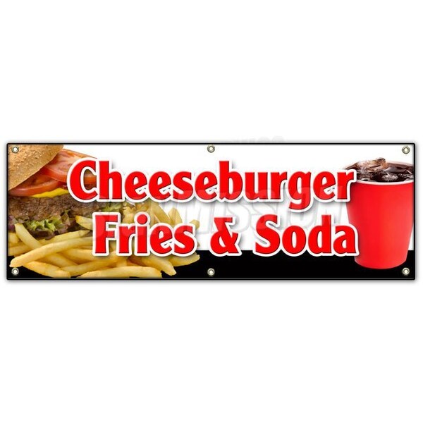 CHEESEBURGER FRIES SODA BANNER SIGN lunch dinner special food value